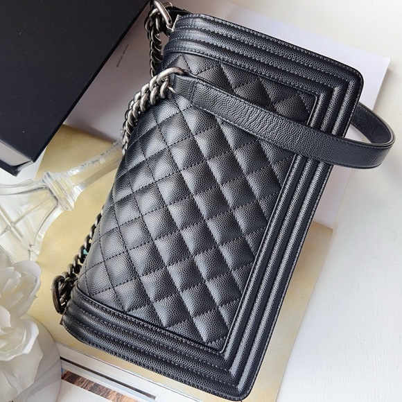 Chanel Medium Caviar Black Boy Bag Silver - Picture 3 of 13